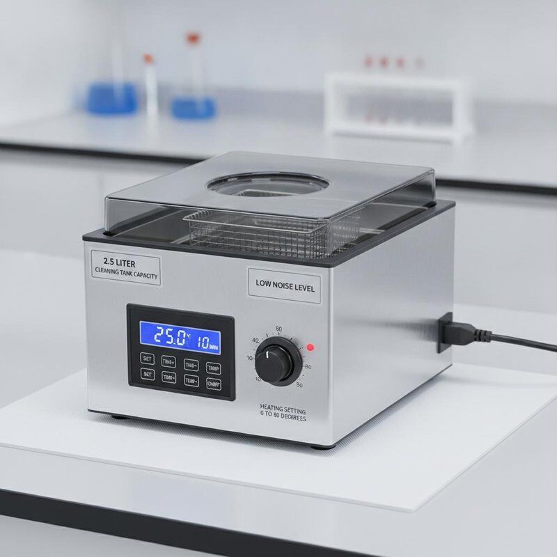 Heating Setting 0 to 80 Degrees Table Top Ultrasonic Cleaner Featuring Low Noise Level and 2.5 Liter Cleaning Tank Capacity for Cleaning